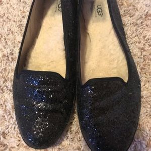 Ugg Alloway Black Glitter Flats